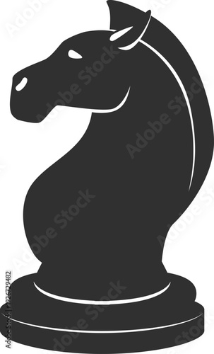 Horse chess piece black icon. Classic game figure