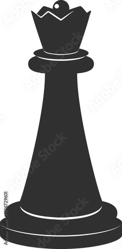 Chess queen icon. Black tactic game symbol