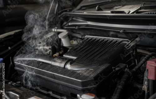  car engine was smoking due to overheating and damage.