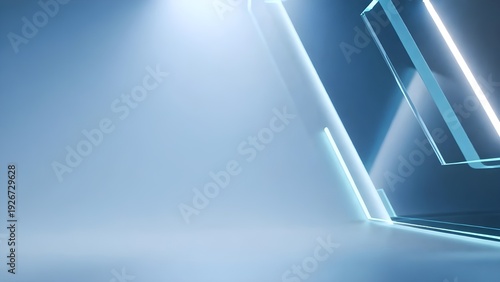 Minimal Blue Neon Frame Background with Futuristic Light Glow