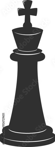 King figure icon. Black chess defend symbol