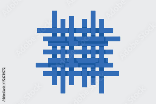 Abstract woven grid pattern in blue forming modern geometric background