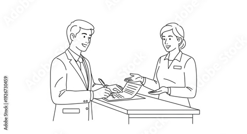 Man and Woman Examining Documents Together.