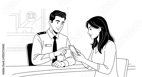 Man and Woman Exchanging Money.
