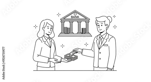 Man and Woman Exchanging Money.