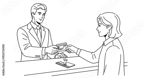 Man and Woman Exchanging Money.