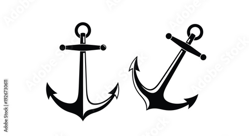 Two black anchors depicted in a striking graphic silhouette