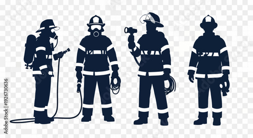 Firefighters in uniform standing together prepared.