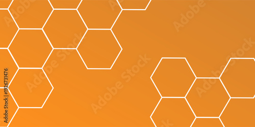 Seamless pattern with orange honeycomb, hexagon repeat background simple