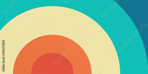 Retro poster, classic 80's, 90's the soft light in the center of each oval gives the impression modern simple