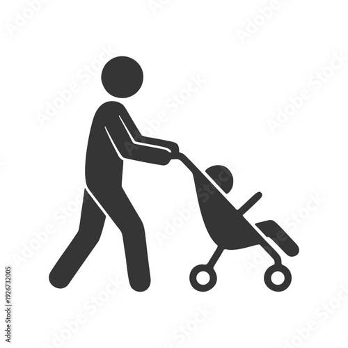 ベビーカーを押す人物のシルエットアイコン