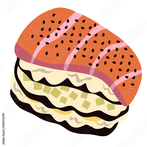 Illustration of a Layered Sushi cake