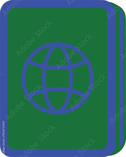 Stack of Green Passports with Blue Globe Icon Travel Document Concept