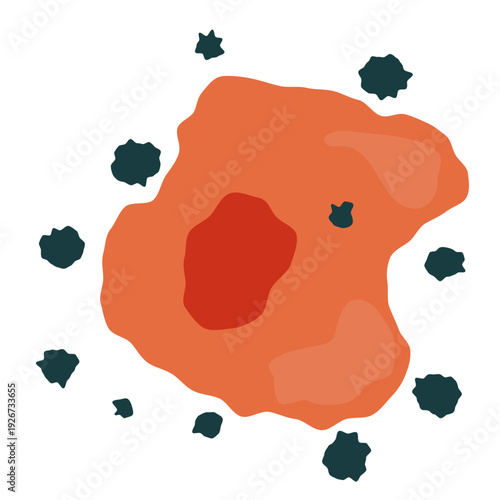 Cell oxidative stress after free radicals attack. Medical vector illustration.