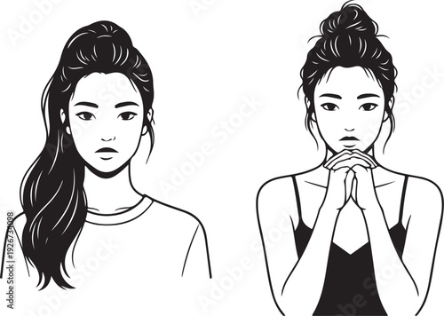 Two women with different hairstyles and expressions
