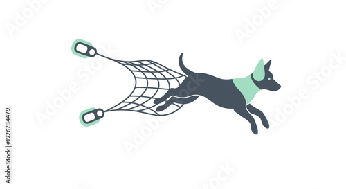 Dog Jumping Through Agility Hoop Vector Illustration