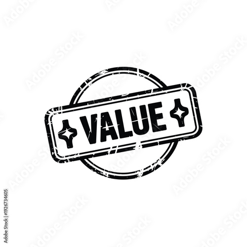Value rubber stamp icon with stars symbols for business quality and brand merit