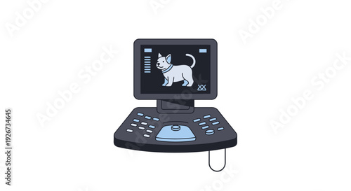 Veterinary Ultrasound Machine Showing a Dog for Pet Health Diagnostics and Check-ups