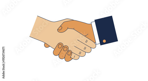 Professional Business Handshake Showing Partnership and Agreement in Flat Minimal Style