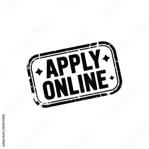 Apply online rubber stamp black color on white background sign text isolated