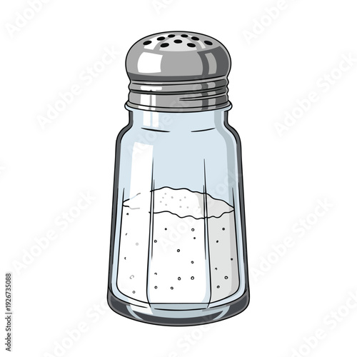 Close up of a classic salt shaker for kitchen and dining table setting