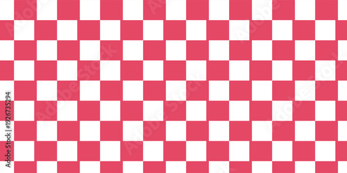 Vector Seamless pattern. Wide cell horizontal background red table cloth in a cage. Abstract checkered backdrop.