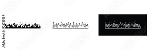 Modern flame border designs in black and white variations