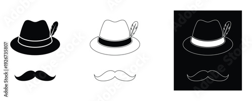 Vintage hats and mustaches in modern graphic designs