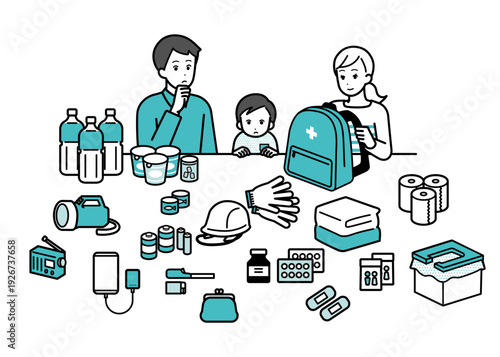 amily Checking Emergency Supplies
