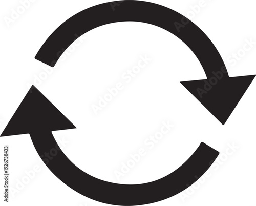 Black refresh icon vector symbol for sync application and web design interface