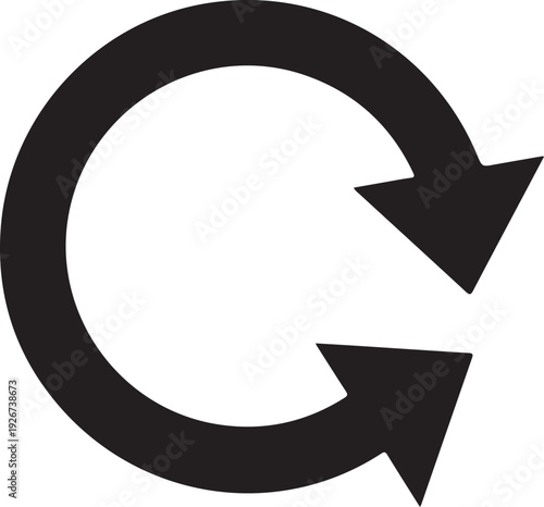 Black refresh icon vector symbol for sync application and web design interface