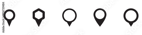 Map pin icons set. Location pointer symbols for navigation and travel maps. Vector Illustration.