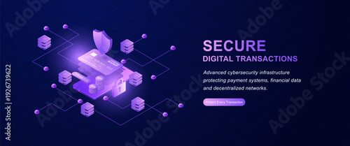 Isometric Cybersecurity and Secure Digital Payment Infrastructure Concept