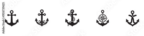 Anchors icon set. Nautical signs. Anchor icon. Anchor Flat icon symbol Vector. Anchor icon set. Anchor symbol set. Vector Illustration. Vector Graphic. EPS 10