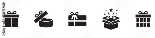 Gift box icon set. Gift box for the holiday. Abstract Gift Boxes Collection Set logo Vector Design Icons Symbol Illustration. Vector Illustration. Vector Graphic. EPS 10 