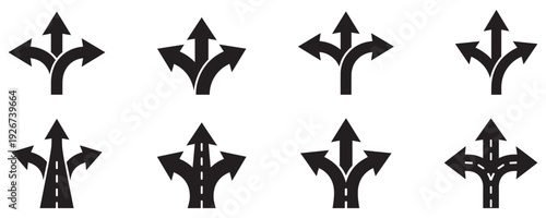 Quadro su tela Choice between three roads icon set
