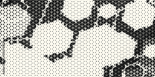 Triangle Shapes Vector Abstract Geometric Technology Background. Radial Composition Halftone Frame Triangular Retro Simple Pattern. Minimal Style Dynamic Tech Wallpaper