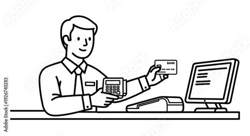 Man making online payment with credit card.
