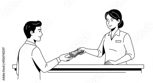 Man Handing Documents to Woman.