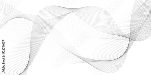 White wave curve lines banner background design. Abstract soft wave lines dynamic flowing gray light isolated background. Vector Illustration of the gray pattern of lines. Black stripes on white .