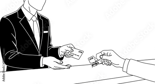 Man in Suit Exchanging Money.