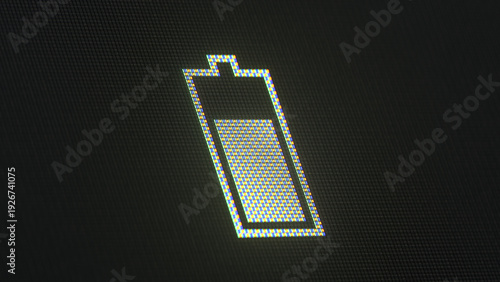 Macro shot of an Icon of a partily charged battery 3D render