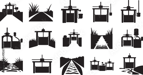 Cable Car Silhouette Icons Set for Travel and Transportation