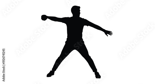 A baseball player in mid pitch captured as a striking silhouette