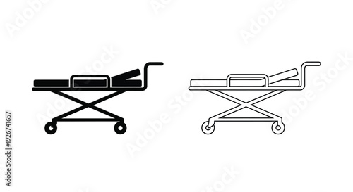 Two hospital stretchers one solid and one outlined silhouette