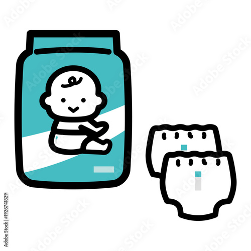 Baby Diaper Packaging Illustration
