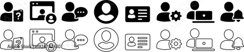 Customer service icon set. Support and assistance symbol. Vector illustration.