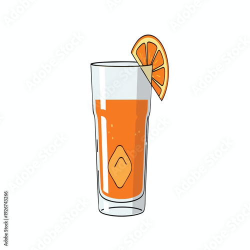 Refreshing Orange Juice in a Tall Glass with Citrus Garnish