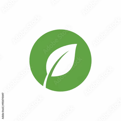Green Leaf Icon Symbolizing Nature and Growth.