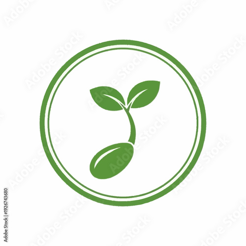 Green Sprout Growing from Seedling in Circle Icon.